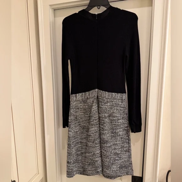 Calvin Klein Mixed Media Black and Gray Long Sleeve Dress - Picture 3 of 4